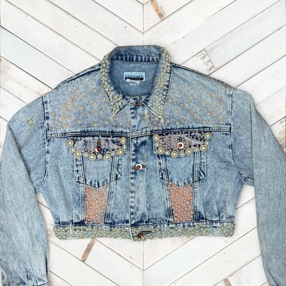 Contempo Jackets & Blazers - Embellished Blue Jean Jacket